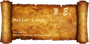 Maller Ernye névjegykártya